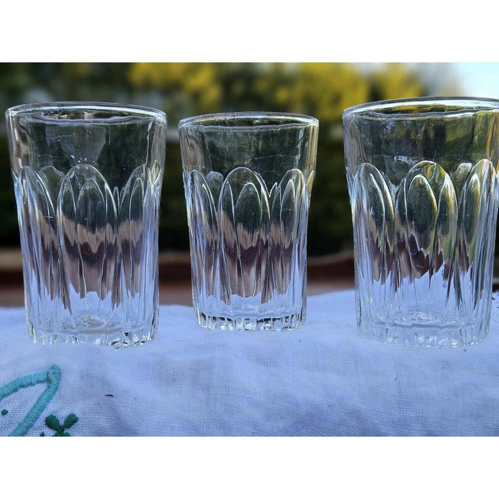 3 Vintage Whiskey Or Juice CCC Continental Can Company Paneled Glasses